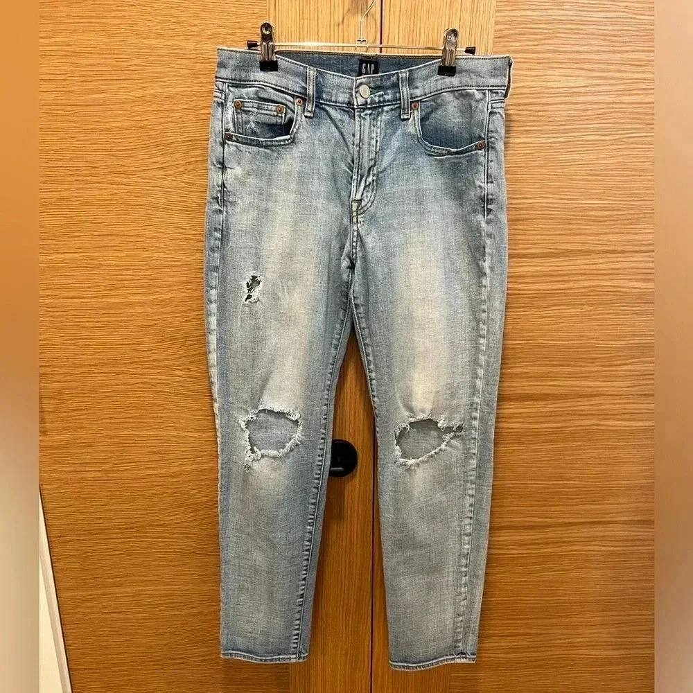 GAP Best Girlfriend Denim Distressed Light Wash Size 27 - Picture 2 of 5